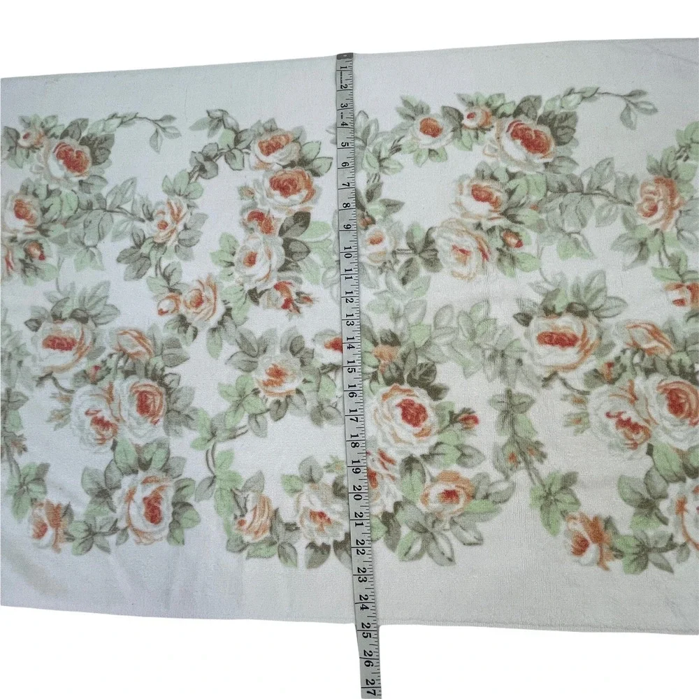 Martex Floral Bath Towel Fringe MCM JC Penneys Cotton Blend 44Lx25W‎ USA-Made